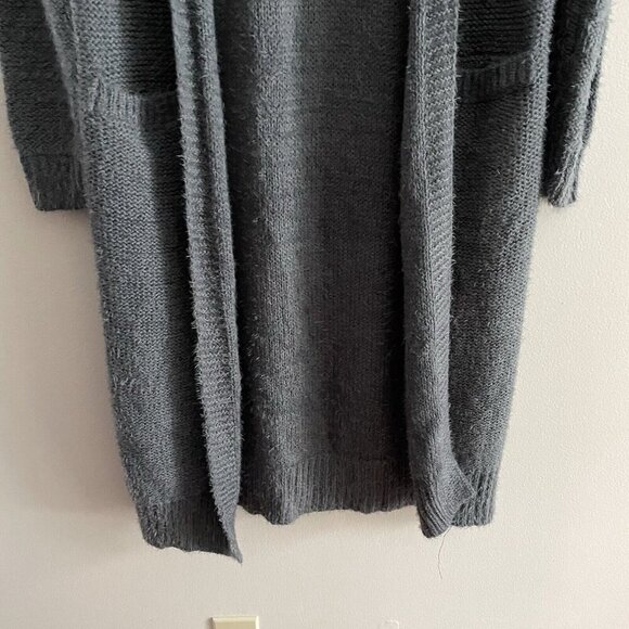 Room 34 Women M Gray Alpaca Blend Knit Open Front Duster Eyelash Cardigan NWT - Picture 2 of 11